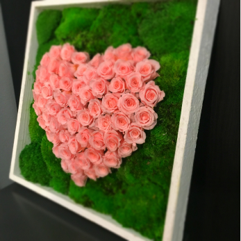 Machový obraz - srdce ružové plné 30 x 30cm