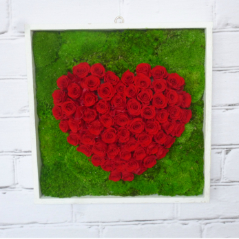 Machový obraz - srdce červené plné 30 x 30cm