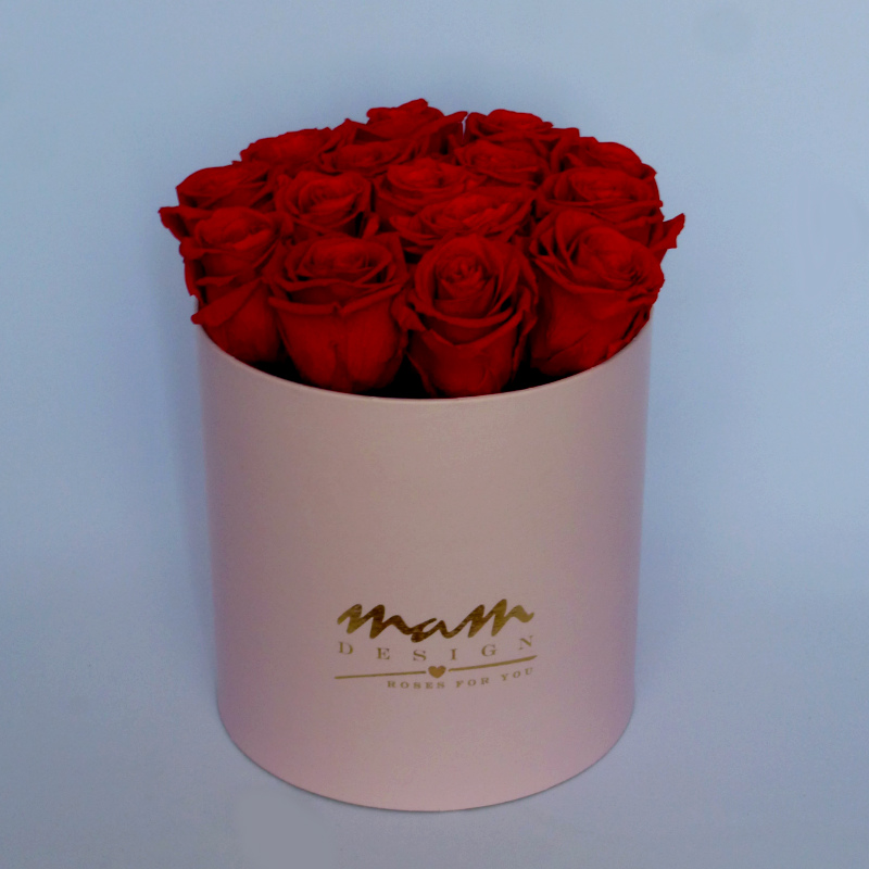 Stabilizované ruže - veľký box ružový - červené ruže
